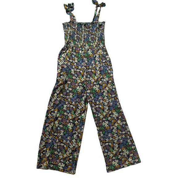 Toad&Co Pants - TOAD&CO Women’s Floral Smocked tie strap Square Neck Jumpsuit M organic cotton